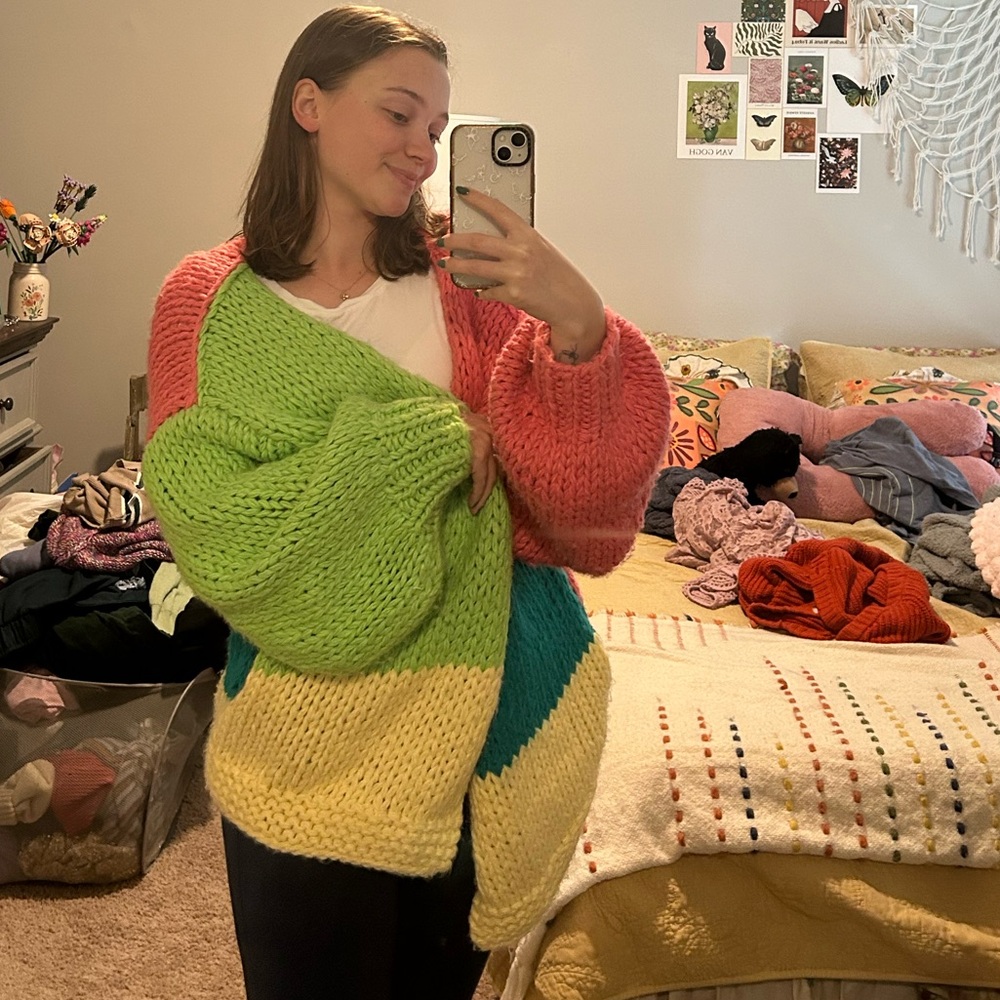 Chunky color block cardigan